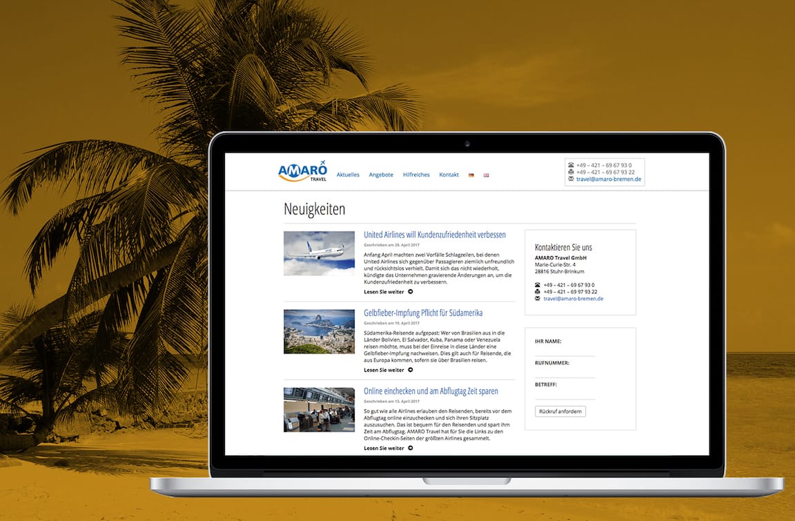 Amaro Travel Webdesign