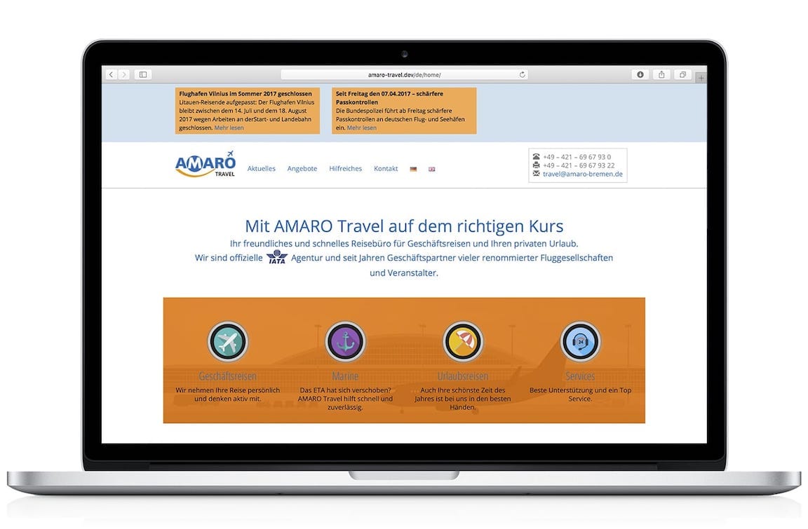 Amaro Travel Webdesign